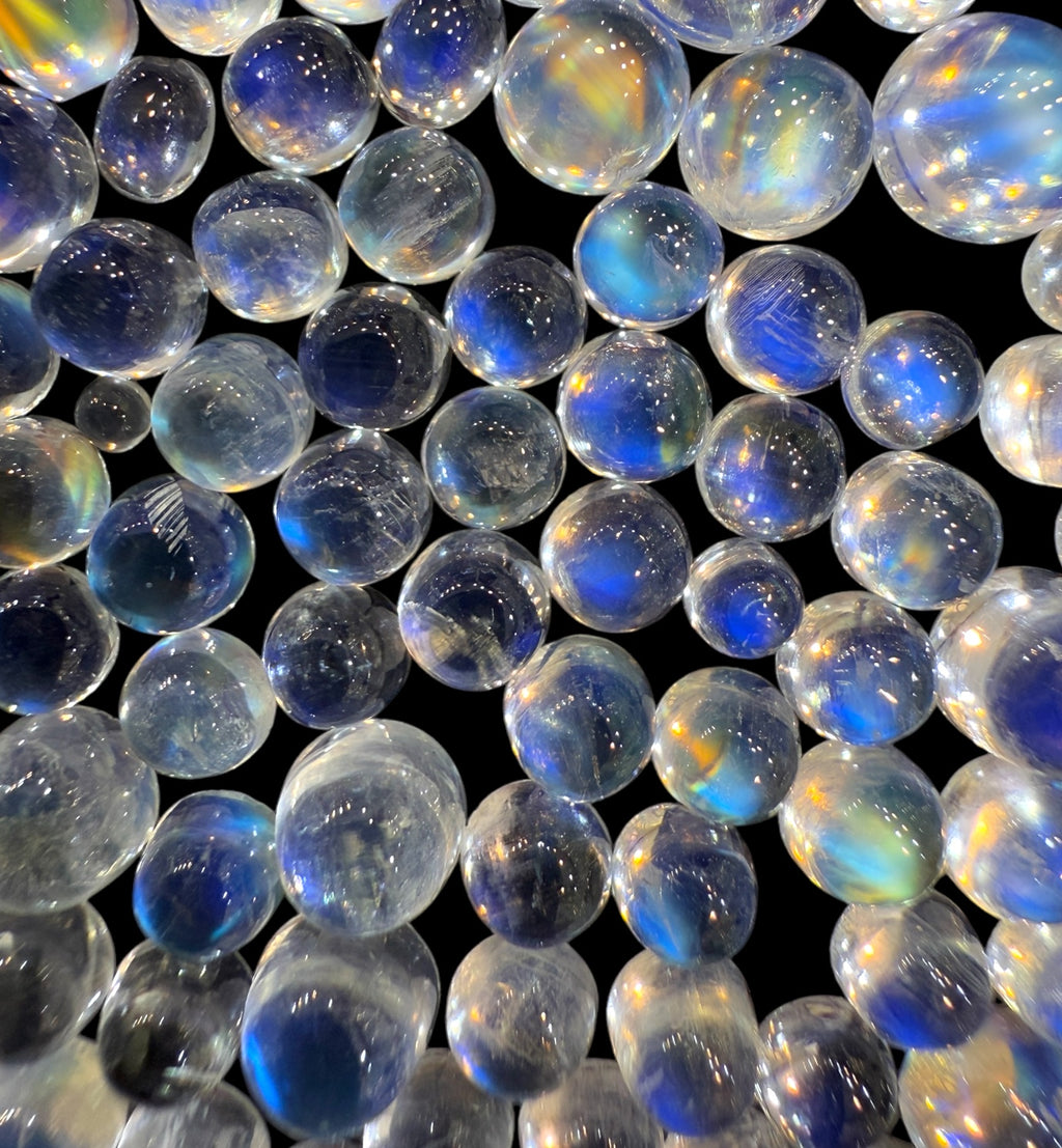 Natural Blue Moonstone Round Cabochon From Srilanka 3 - 6 mm 0.50 - 2 Carats Lot