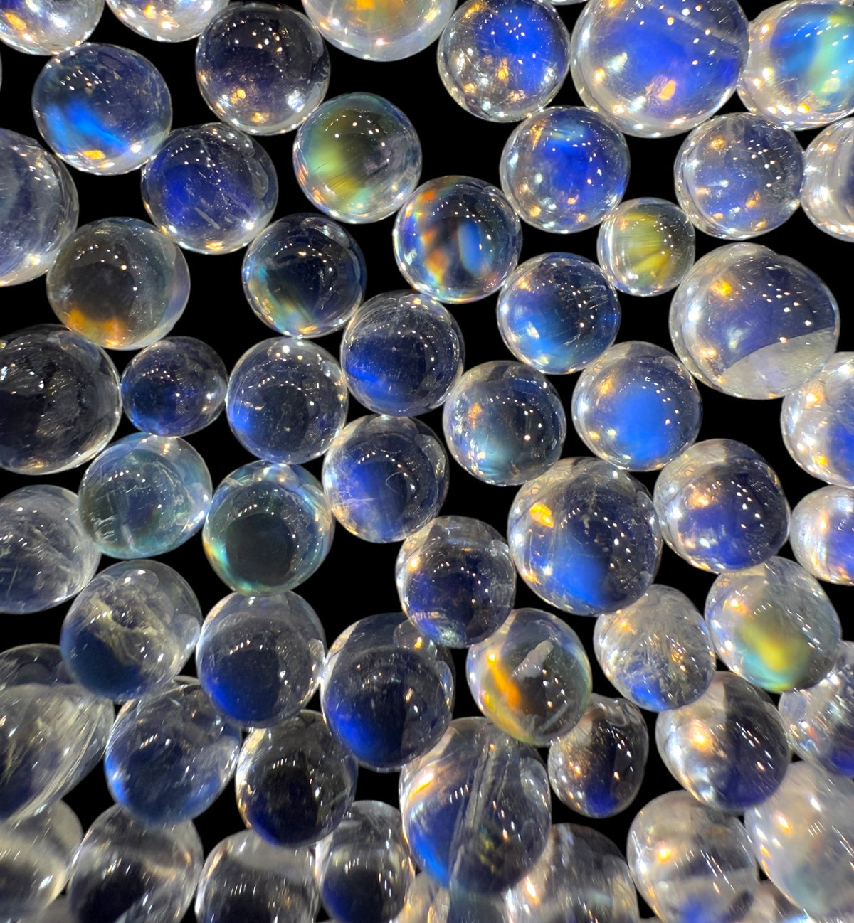Natural Blue Moonstone Round Cabochon From Srilanka 3 - 6 mm 0.50 - 2 Carats Lot