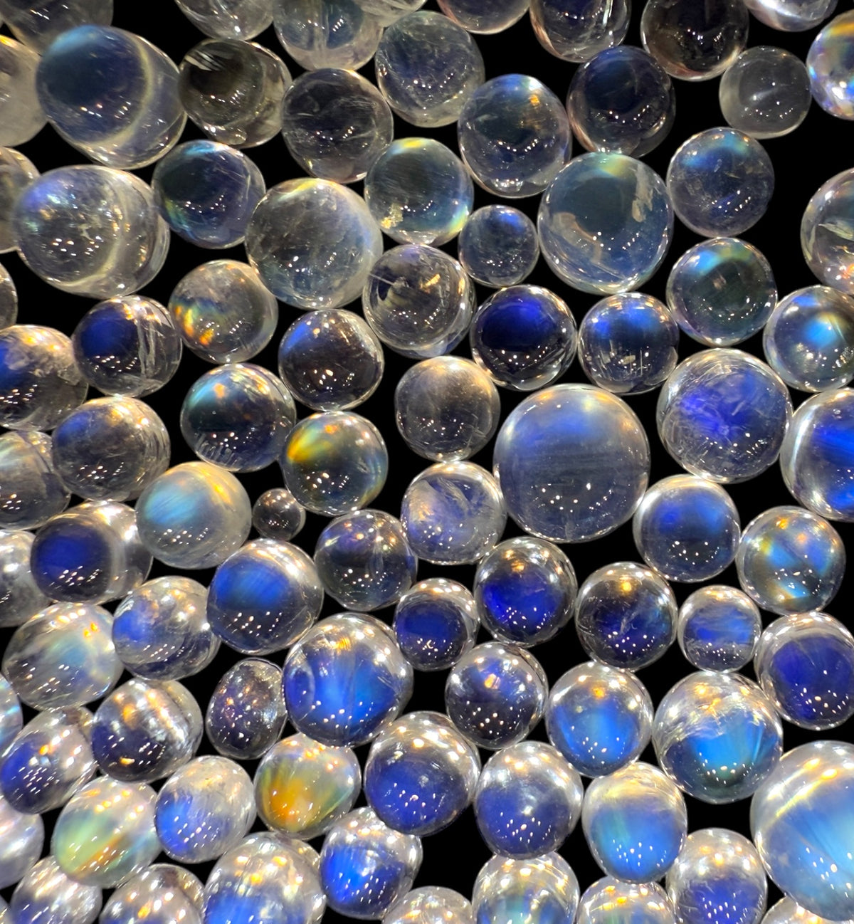 Natural Blue Moonstone Round Cabochon From Srilanka 3 - 6 mm 0.50 - 2 Carats Lot