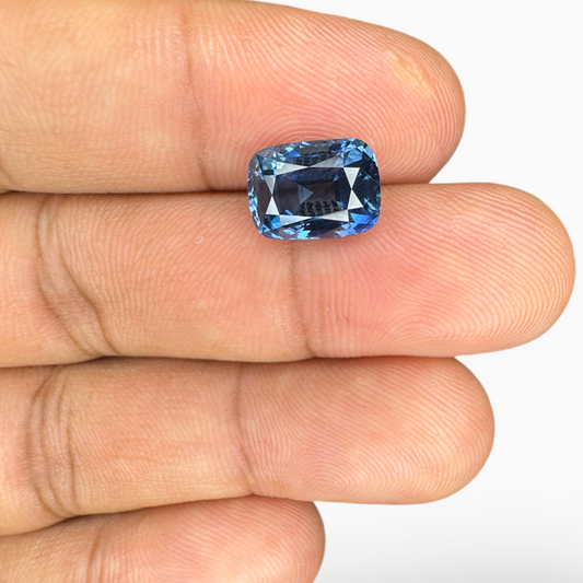 Natural Blue Sapphire Cushion Cut 4.71 Carats Lotus Certified -Basalt Related