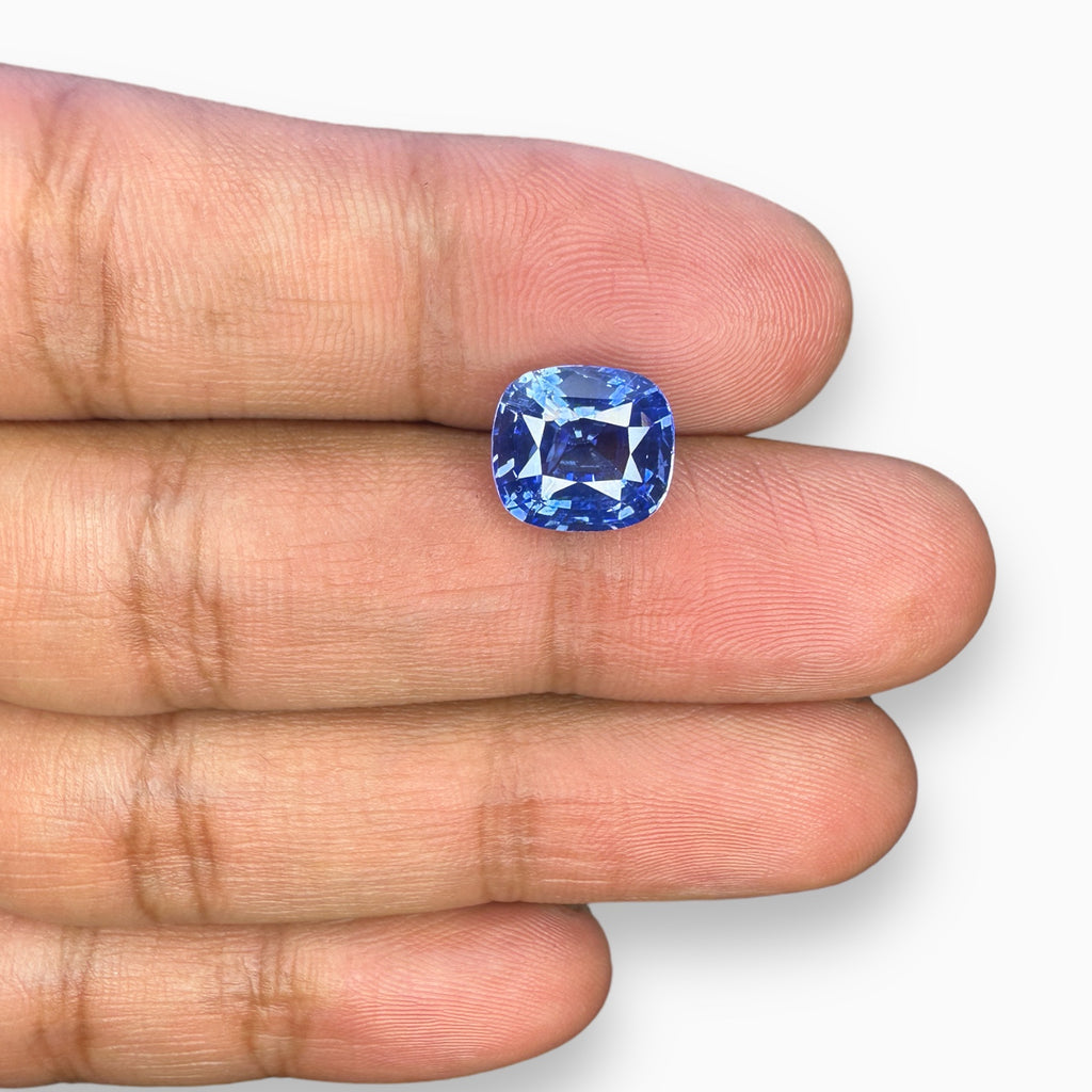 Natural Blue Sapphire Cushion  Cut 5.05 Carats From Srilanka -IDL Certified