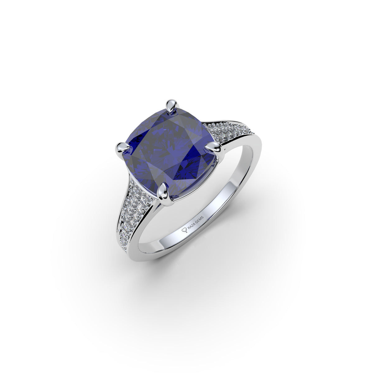 Natural Blue Tanzanite Ring with Diamonds - Elsie