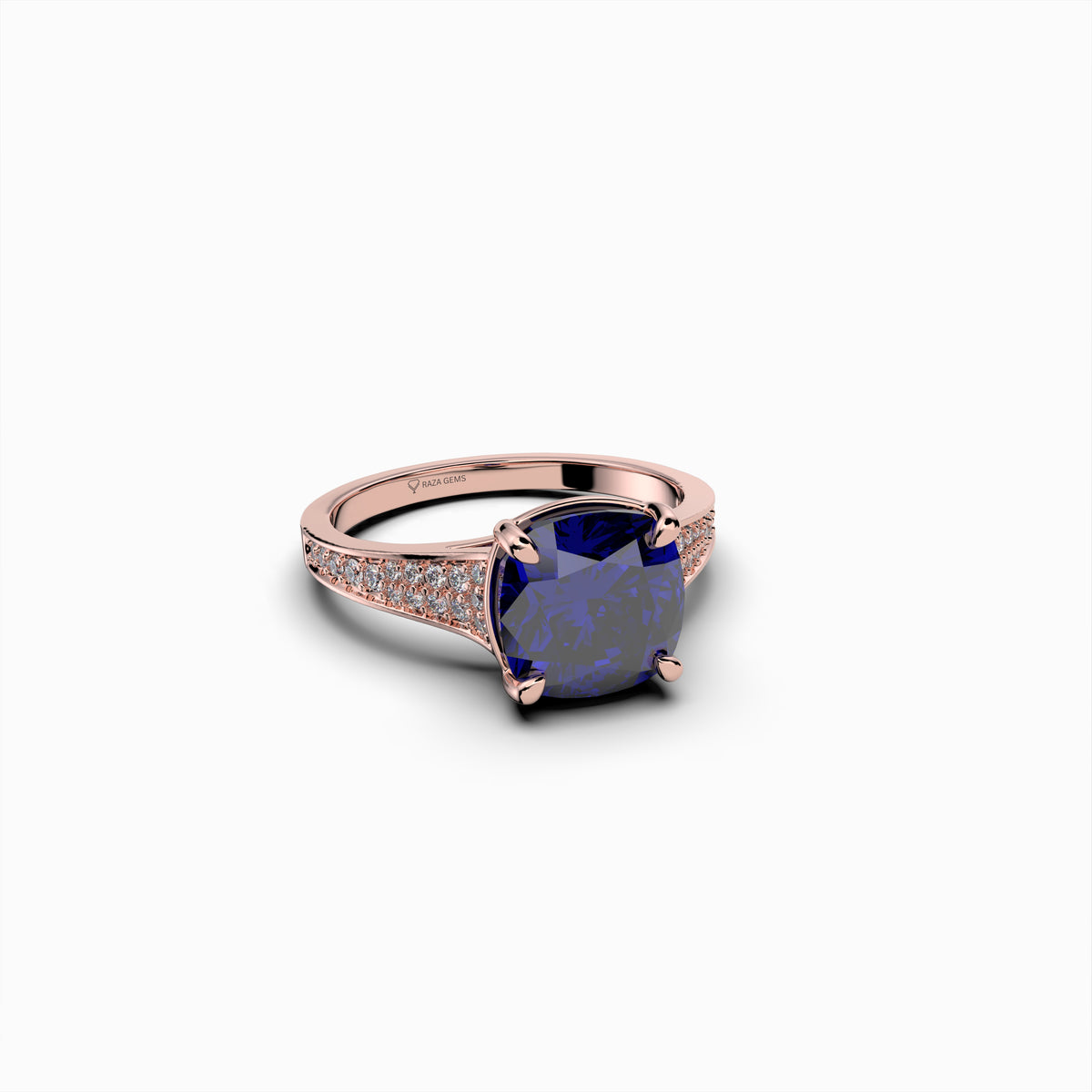 Natural Blue Tanzanite Ring with Diamonds - Elsie