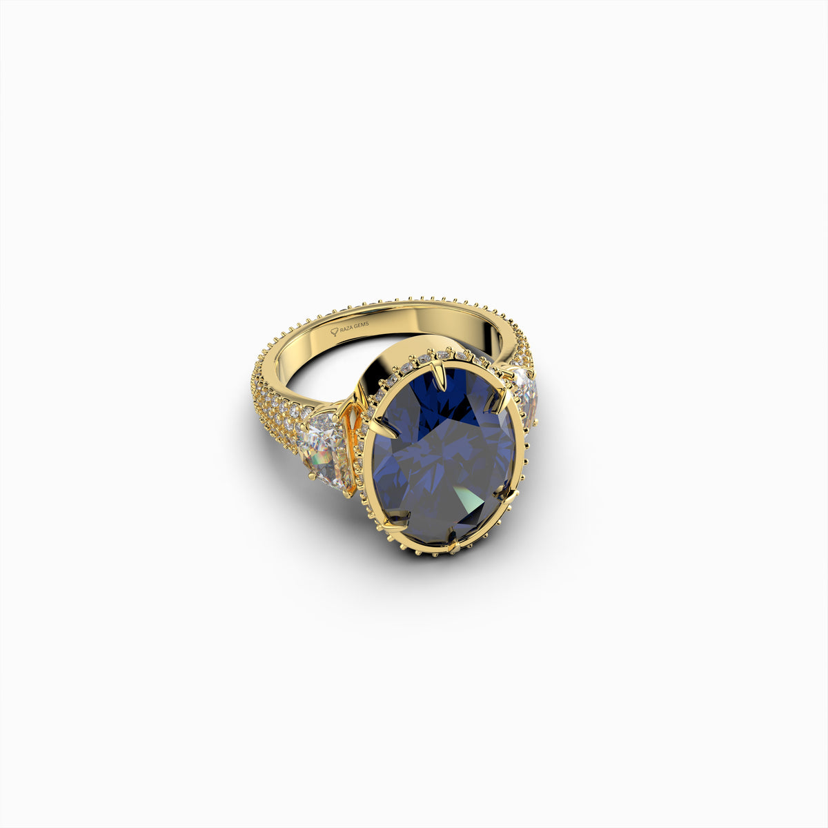 Natural Blue Sapphire Ring with Diamonds - Callie