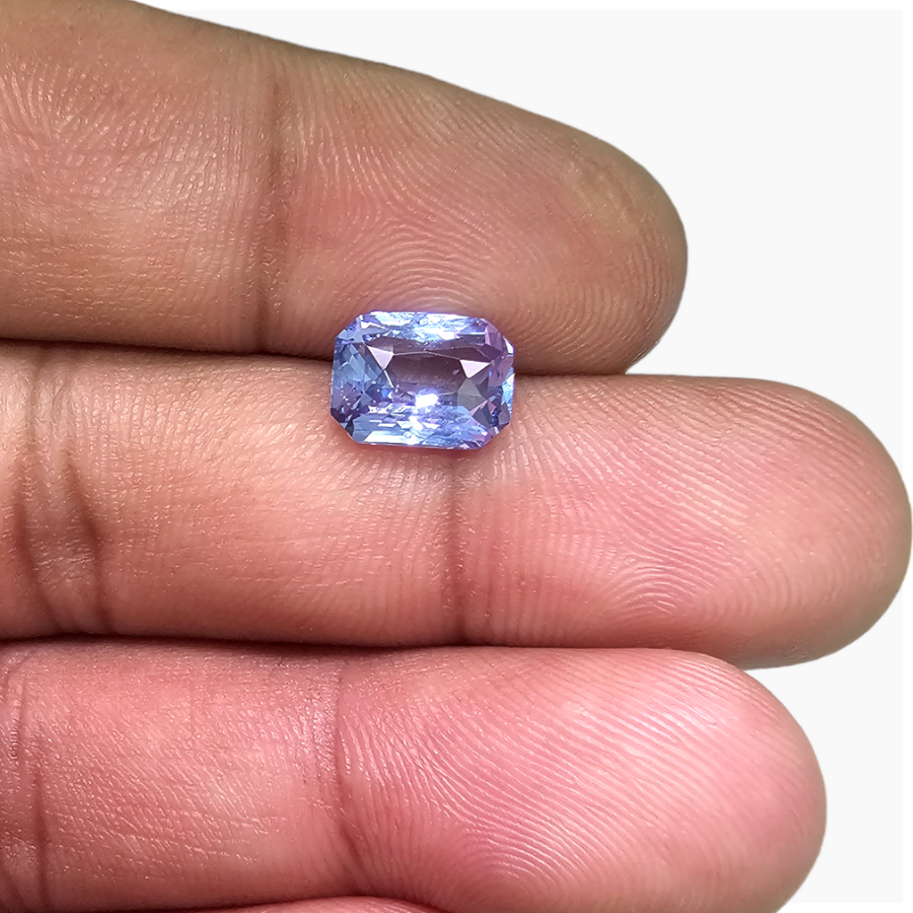 Natural Blue Sapphire Stone 3.01 Carats Emerald Cut Shape 9x6.7 mm