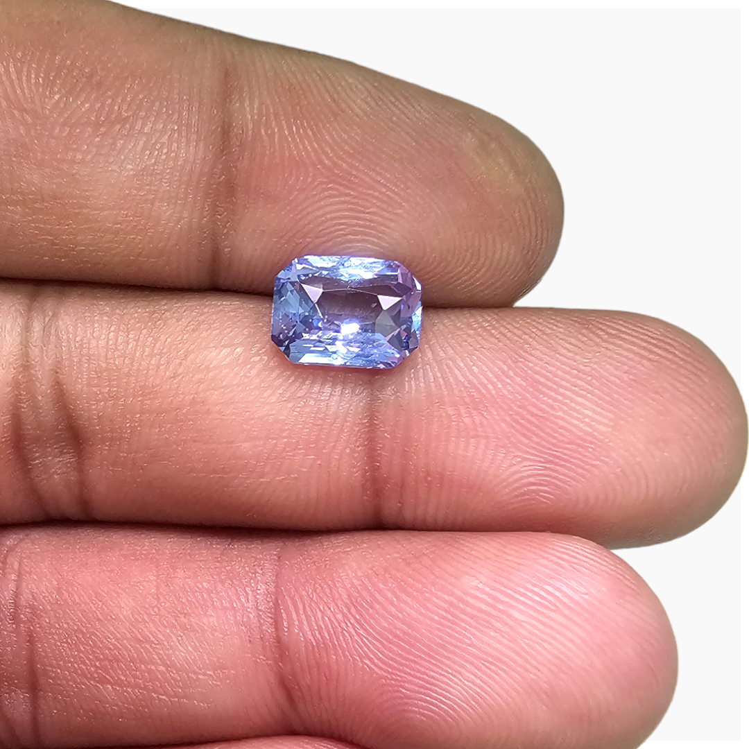 Natural Blue Sapphire Stone 3.01 Carats Emerald Cut Shape 9x6.7 mm