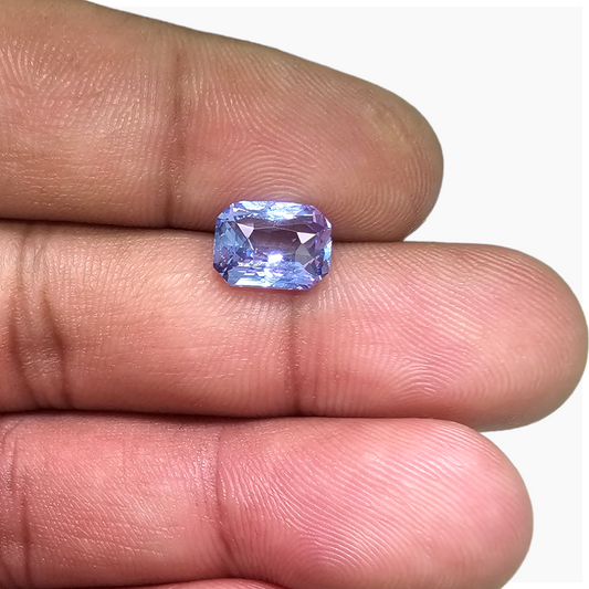 Natural Blue Sapphire Stone 3.01 Carats Emerald Cut Shape 9x6.7 mm