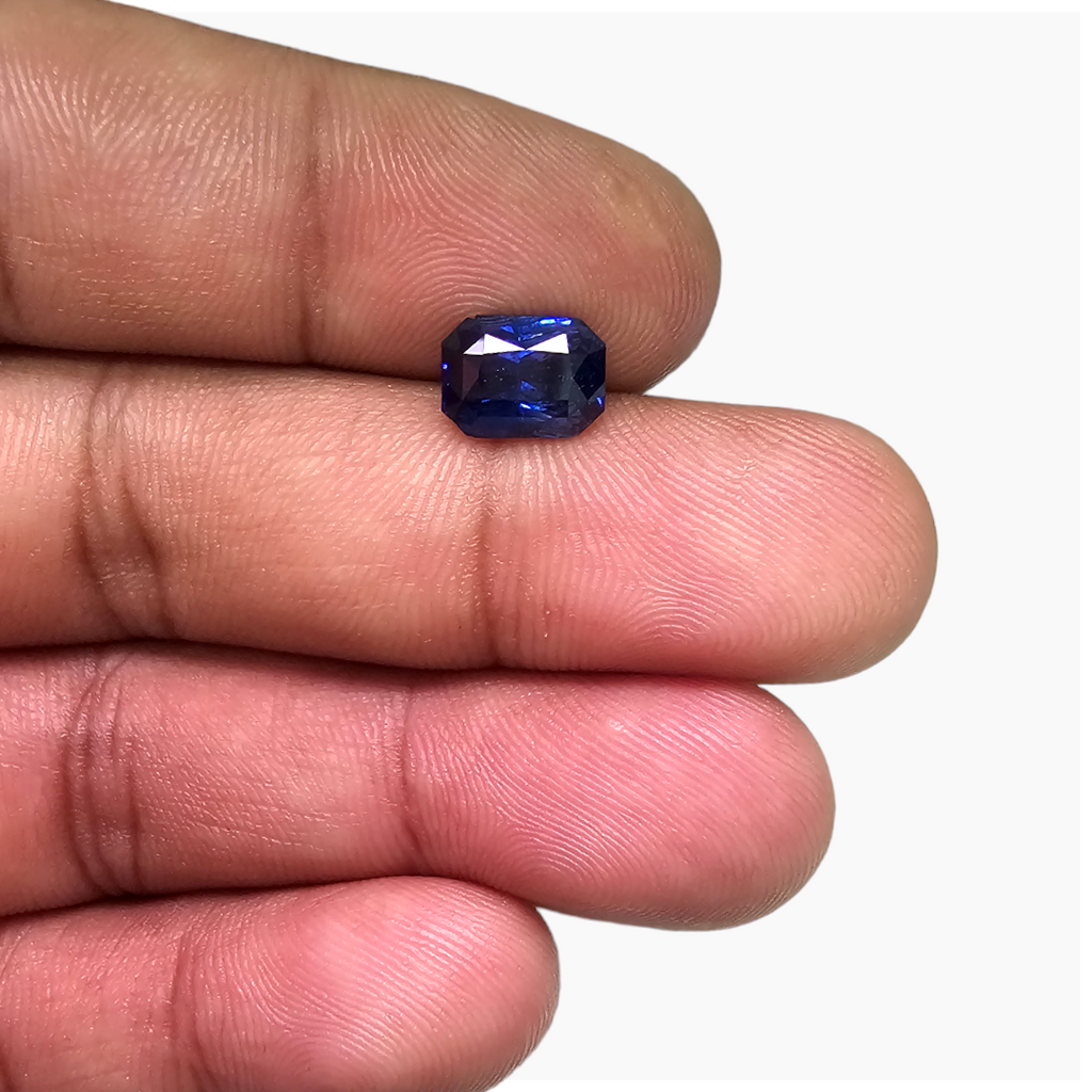 online Natural Blue Sapphire Stone 3.04 Carats Emerald Cut Shape 8.6x6.5 mm