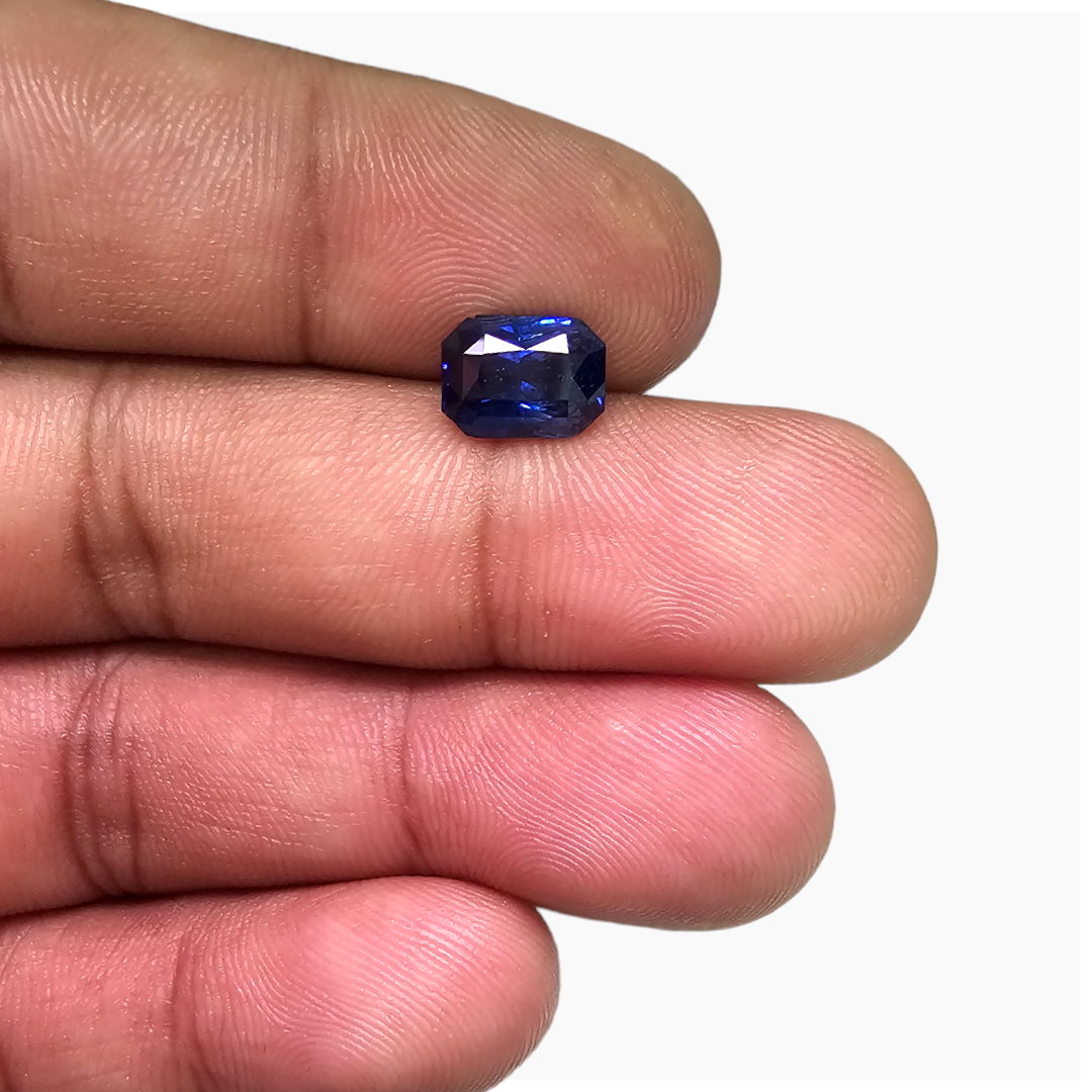 online Natural Blue Sapphire Stone 3.04 Carats Emerald Cut Shape 8.6x6.5 mm