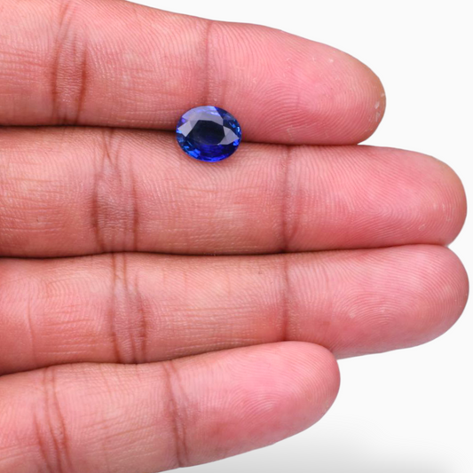 Natural Blue Sapphire Stone 3.09 Carats Oval Shape 9.49x8.14×4.32mm Size