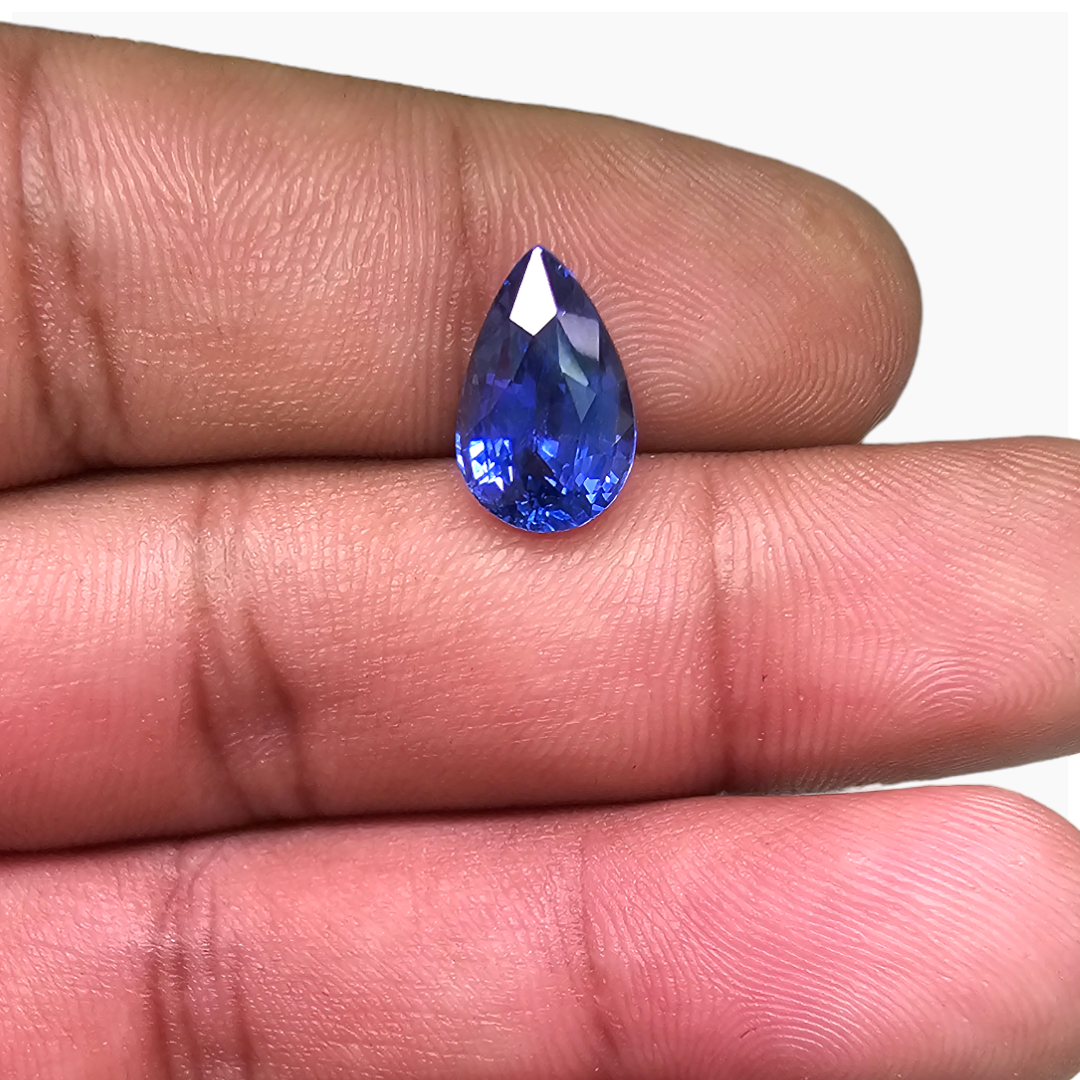 Natural Blue Sapphire Stone 4.45 Carats Pear Shape 12x7.8x5.8 mm