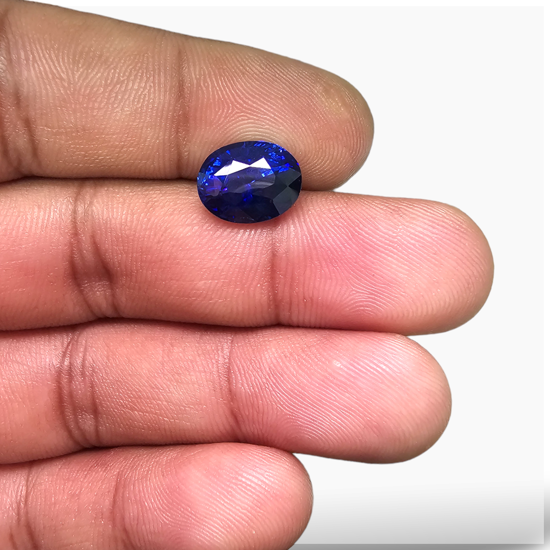 shop Natural Blue Sapphire Stone 6.29 Carats Oval Shape 11.21x8.81x7.89mm