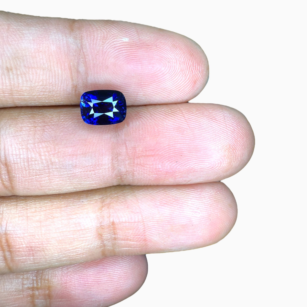 Natural Blue Sapphire Stone Cushion Cut 3.01 Carats Unheat From Madagascar