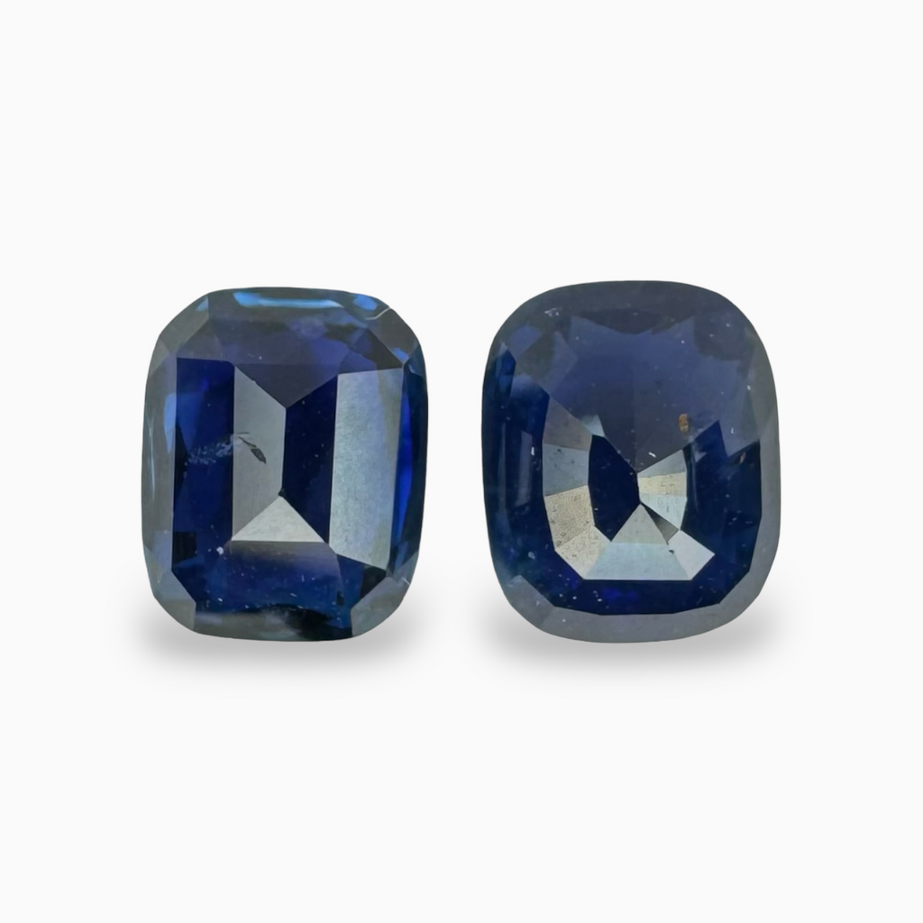 Natural Blue Sapphire in Cushion 2.82 Carats Two Stones Pair