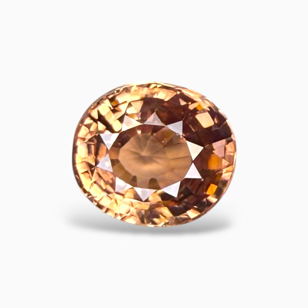 Natural Brownish Pink Zircon Stone Oval 3.66 Carats 8.8 x 7.8 mm