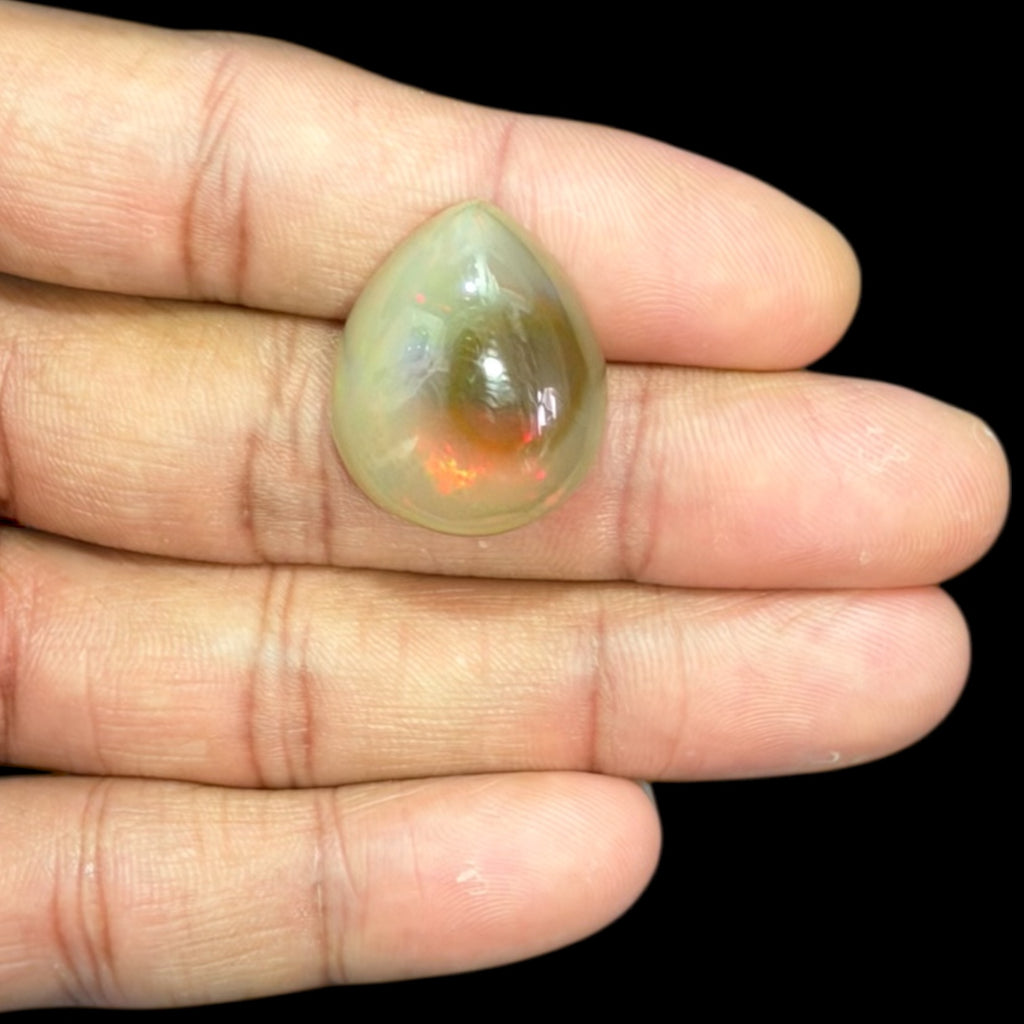 Natural BurlyWood Ethiopian Opal Stone 28.51 Carats Pear Cabochon Shape 24.4 x 20.3 x 11.1 mm
