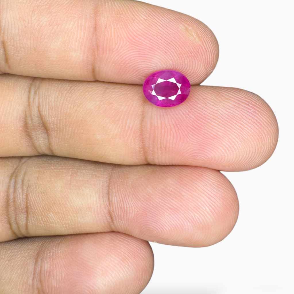 Natural Burmese Ruby Manik Stone Oval Cut 2.48 Carats , 8.48x6.61x4.75 mm From Burma