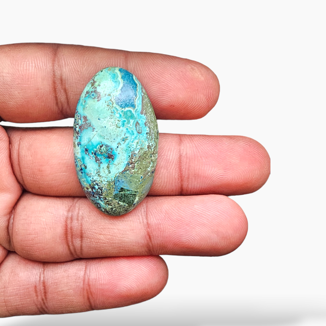 Natural Chrysocolla 31.98 Carats Oval Cabochon Shape ( 38x21 mm )