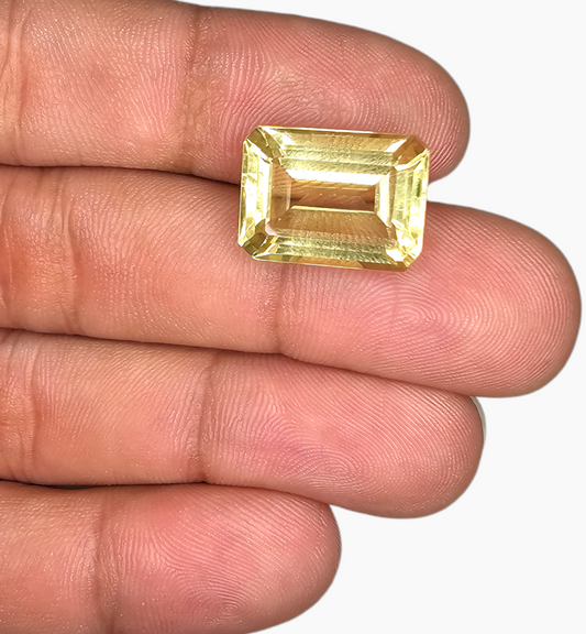 Natural Citrine Crystal 11.70 Carats Emerald Cut Shape Size 16x12mm