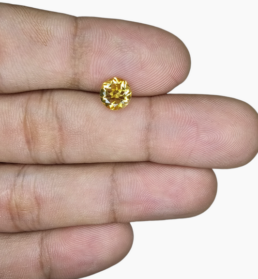 Natural Citrine Stone 0.98 Carats Round ( 7 mm) spiritless