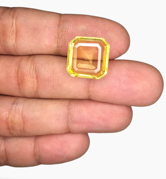 Natural Citrine Stone 10.34 Carats Emerald Cut Shape Size 14.3x14.3mm