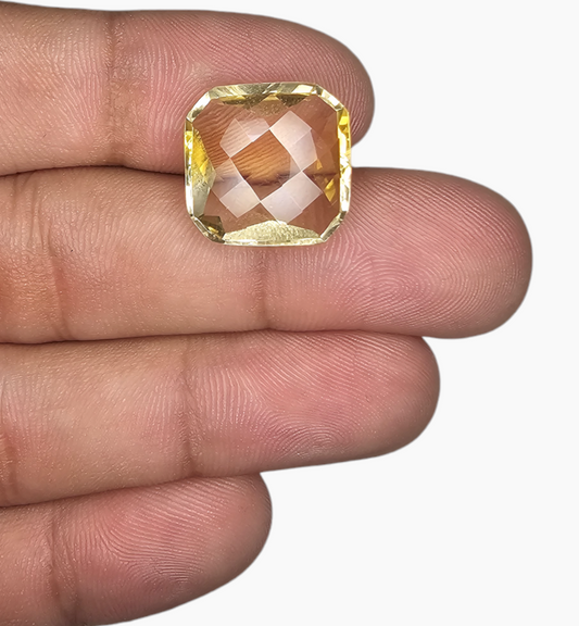 Natural Citrine Stone 12.13 Carats Cushion ( 15.5x15.5mm) inflame