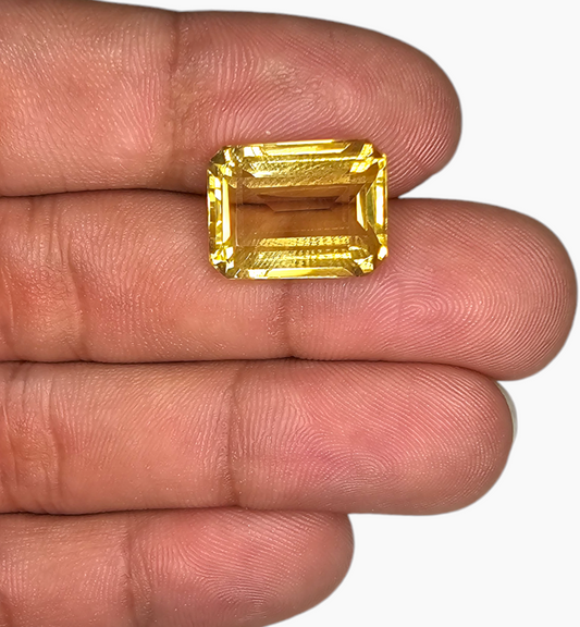 Natural Citrine Stone 13.45 Carats Emerald Cut Shape Size 16x12mm