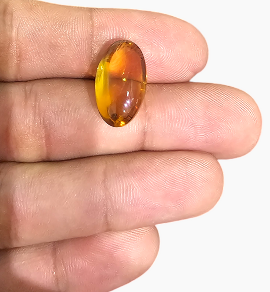 Natural Citrine Stone 13.71 Carats Oval Cabochon Shape Size 18.5x11mm