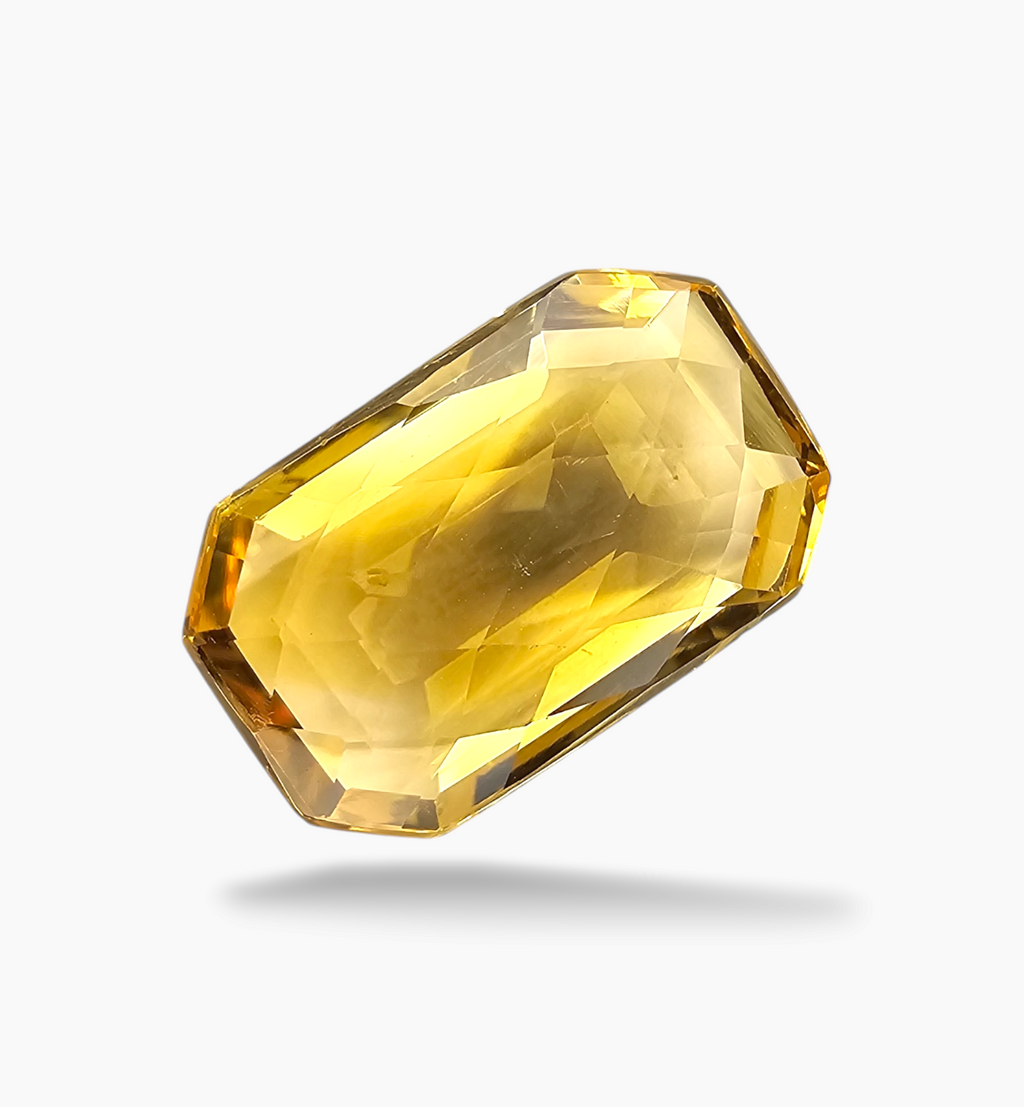 Natural Citrine Stone 13  Carats Emerald Cut Shape Size 18.5x11.5mm