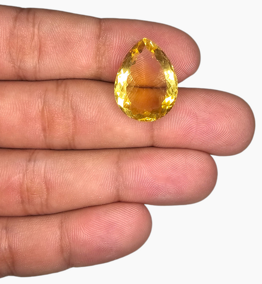 Natural Citrine Stone 14.57 Carats Pear Shape Size 20x15.2mm