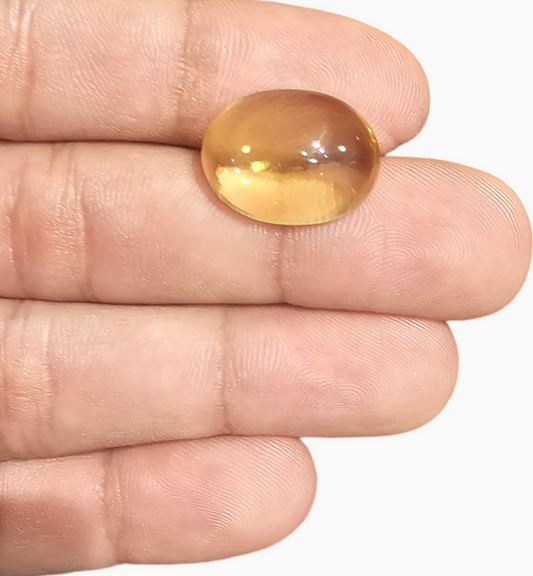 Natural Citrine Stone 14.61 Carats Oval Caochon Shape Size 18.5x14mm