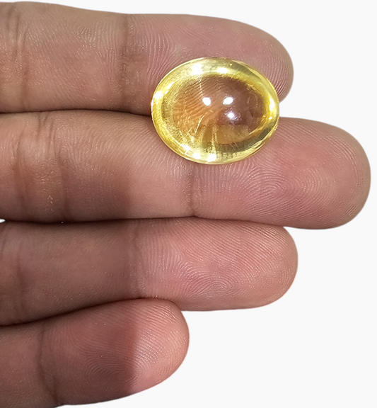 Natural Citrine Stone 14.92 Carats Oval Cabochon Shape Size 18x16mm