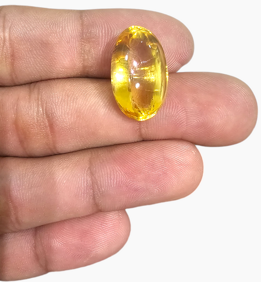 Natural Citrine Stone 16.01 Carats Oval Cabochon Shape Size 20x12.8mm