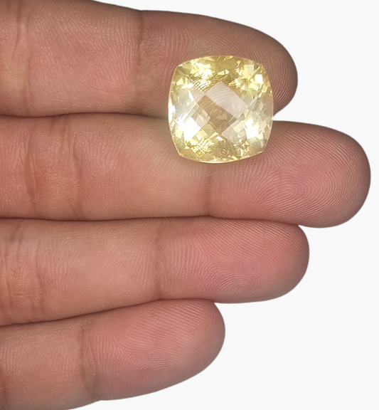 Natural Citrine Stone 16.11 Carats Cushion Shape Size 15.5x15.5mm