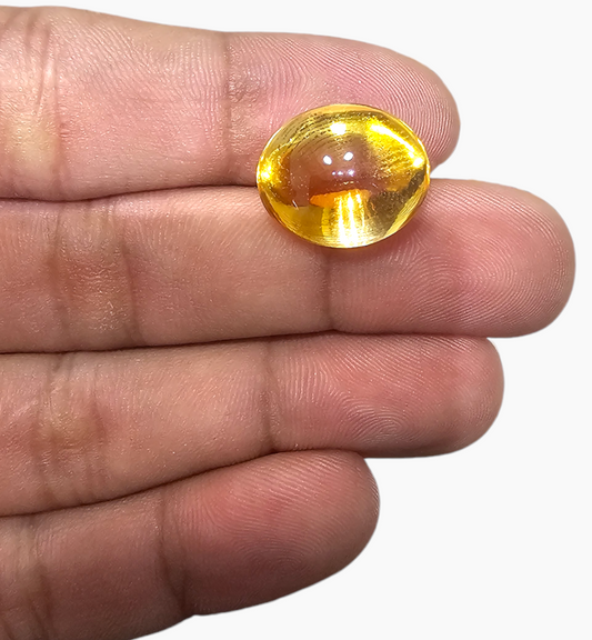 Natural Citrine Stone 16.39 Carats Oval Cabochon Shape Size 17.3x14.5mm