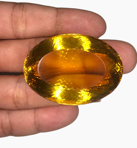 Natural Citrine Stone 188.36 Carats Oval Shape Size 43.40 x 30.97 x 22.86 mm
