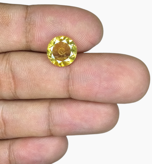 Natural Citrine Stone 2.98 Carats Round ( 10 mm) faint-hearted