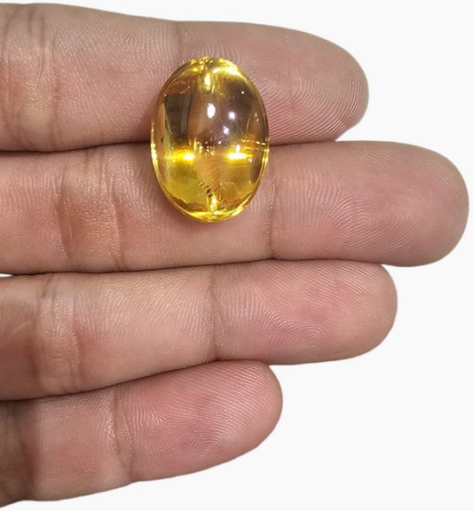 Natural Citrine Stone  20.41 Carats Oval  Cabochon Shape Size 20x14.5mm