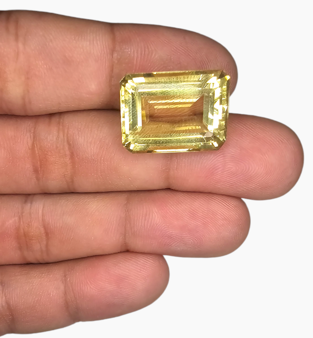 Natural Citrine Stone 22.22 Carats Emerald Cut Shape Size 19.5x14.8mm