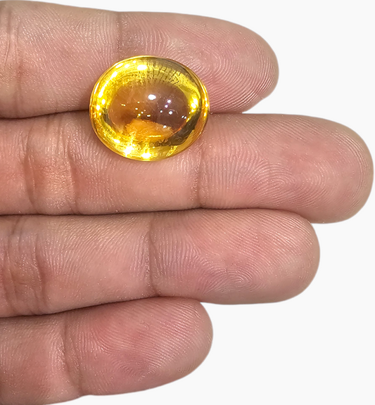 Natural Citrine Stone 22.31 Carats Oval Cabochon Shape Size 18x16mm