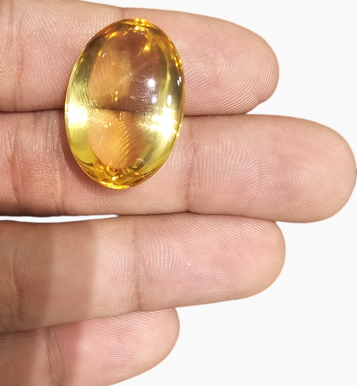 Natural Citrine Stone  25.57 Carats Oval Cabochon Shape Size 25x17.5mm
