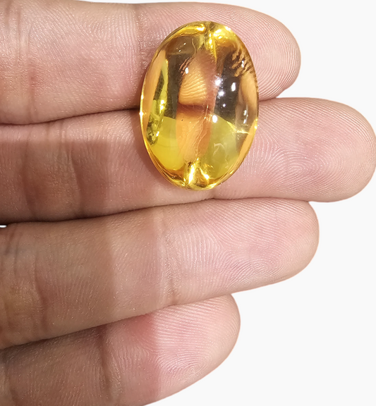 Natural Citrine Stone 29.44 Carats Oval Cabochon Shape Size 23x15.7mm