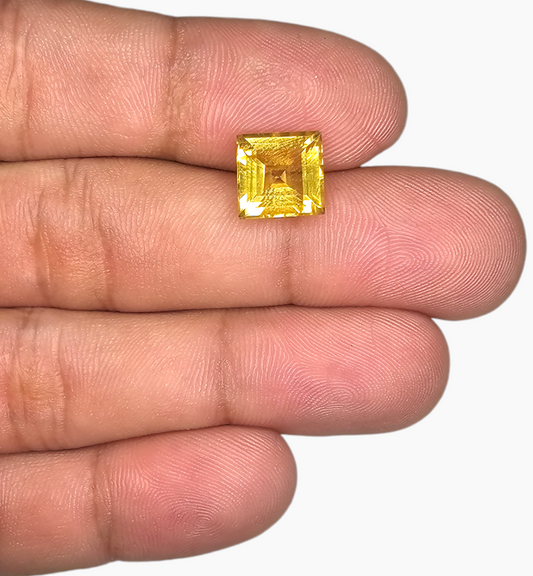 Natural Citrine Stone 3.71 Carats Princess Shape Size 9x9mm