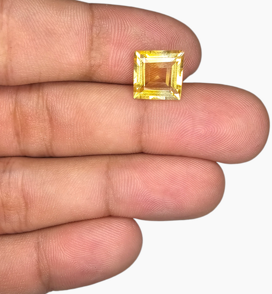 Natural Citrine Stone 4.07 Carats Princess Shape Size 10X10mm