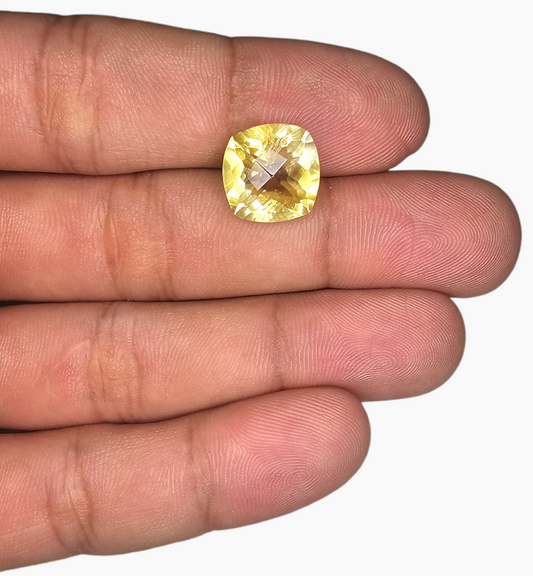 Natural Citrine Stone 5.88 Carats Cushion Shape Size 12x12m