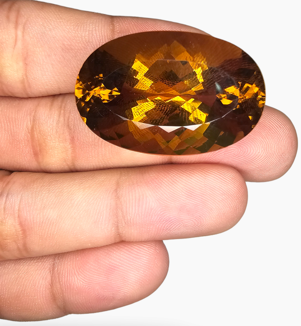Natural Citrine Stone  66.73 Carats Oval Shape Size  35x22mm