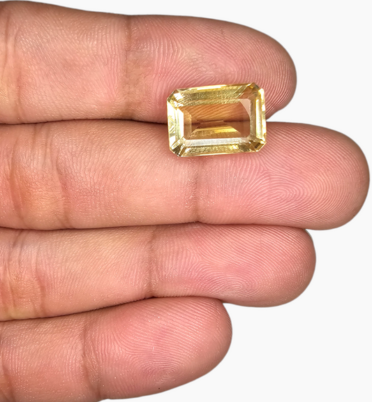 Natural Citrine Stone 7.85 Carats Emerald Cut Shape Size 14x10mm