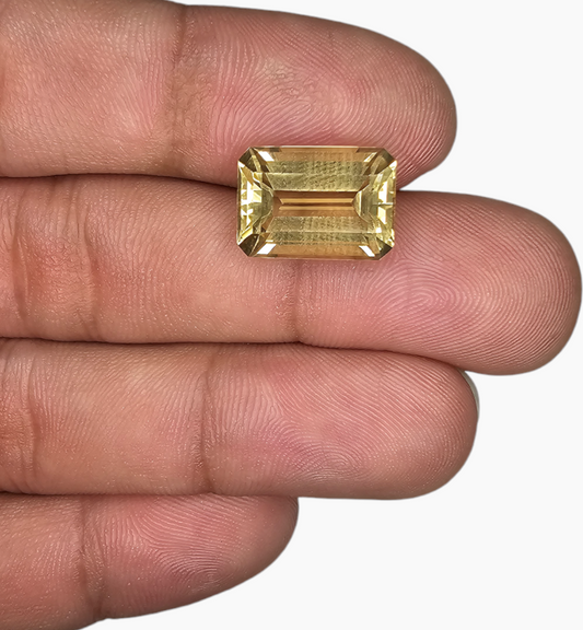 Natural Citrine Stone 7.88 Carats Emerald Cut Shape Size 14.2x10.1mm