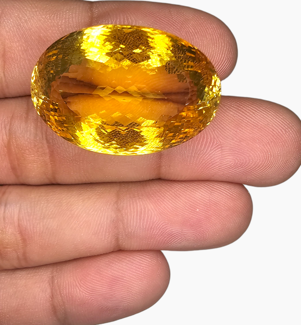 Natural Citrine Stone 74.02 Carats Oval Shape Size 30X20 mm