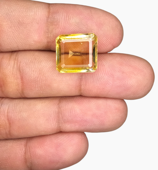 Natural Citrine Stone 8.71 Carats Emerald Cut Shape Size 12.8x13.5mm